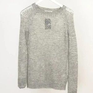 Judith & Charles Grey Open-Knit Sweater